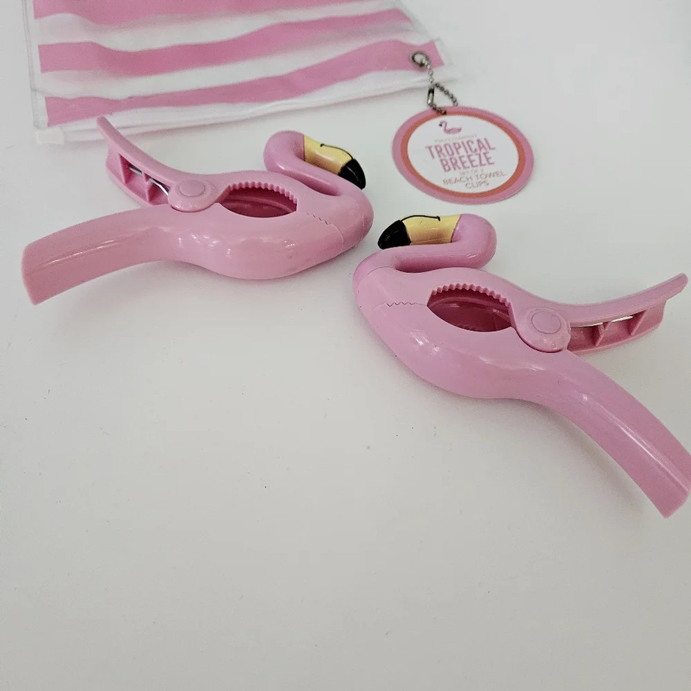 Beach Towel Clips Set of Two Two's Company Flamingo